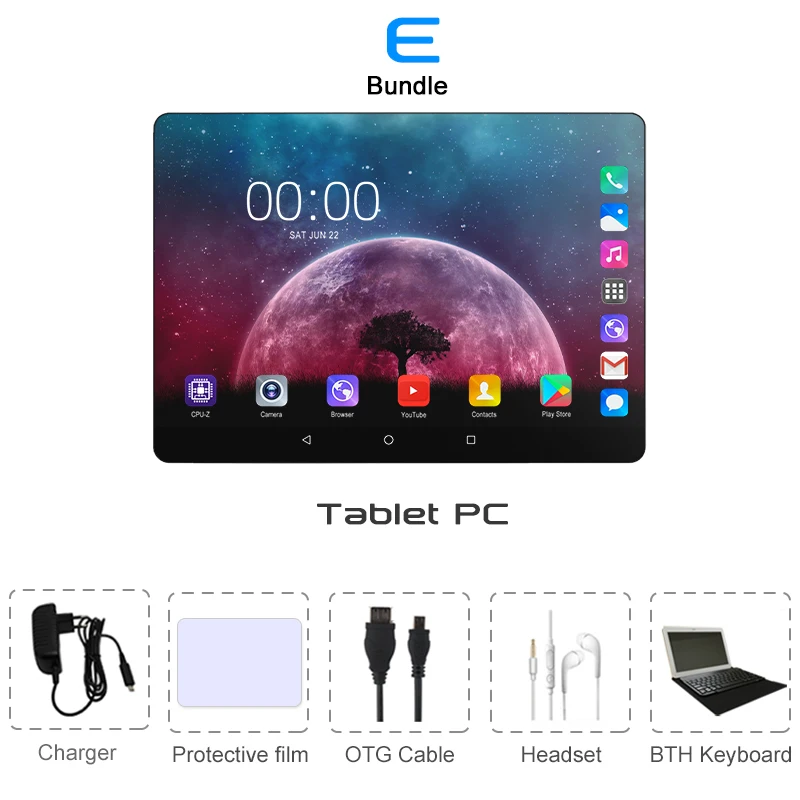 2.5D стальной экран 10,1 дюймов планшет Android 9,0 3G 4G lte телефонный звонок Восьмиядерный 8 Гб ram 128 Гб rom Bluetooth Wi-Fi планшетный ПК 10 - Комплект: Комплект 5