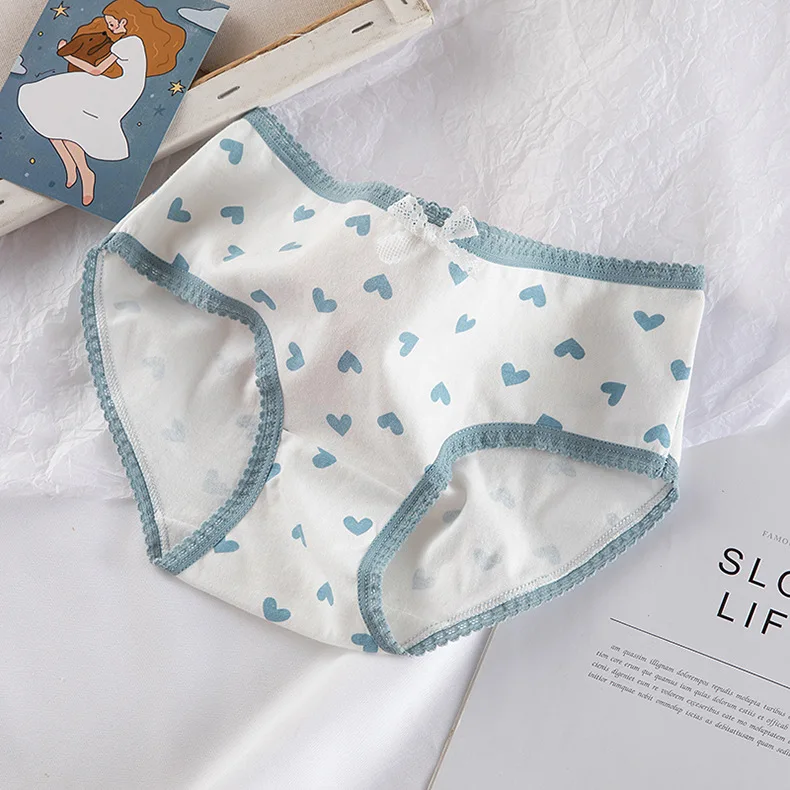 High Quality Plaid Lingerie Girl Love Panties Soft Cotton Underwear Blue Briefs Girls Pants Sexy Lingerie111