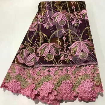 

African Cord Veritable Wax Printing Nigeria Lace Fabric 100% Cotton High Quality Embroidery Guipure Lace Mix Wax Fabrics!AE-81
