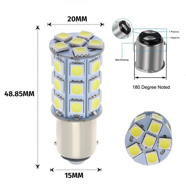 10pcs For Car Boats Replacement White 27-SMD BA15D Cabin Marine Boat LED Interior Lights Bulbs 1004 1076 1142 12V 3000K 6000K white