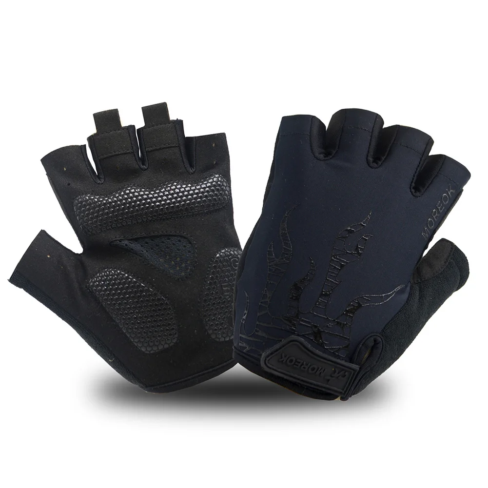 Противоскользящие портативные перчатки с половинными пальцами защитные перчатки для горного велосипеда мото дышащие впитывающие пот противоударные спортивные велосипедные перчатки на открытом воздухе - Цвет: Черный