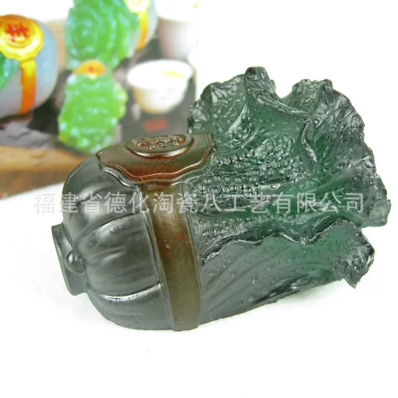 

Promotional Manufacturers Wholesale Resin Tea Ornaments Chinese Cabbage Color Changing Tea Set Accessories Tea Ceremony Tea Tray