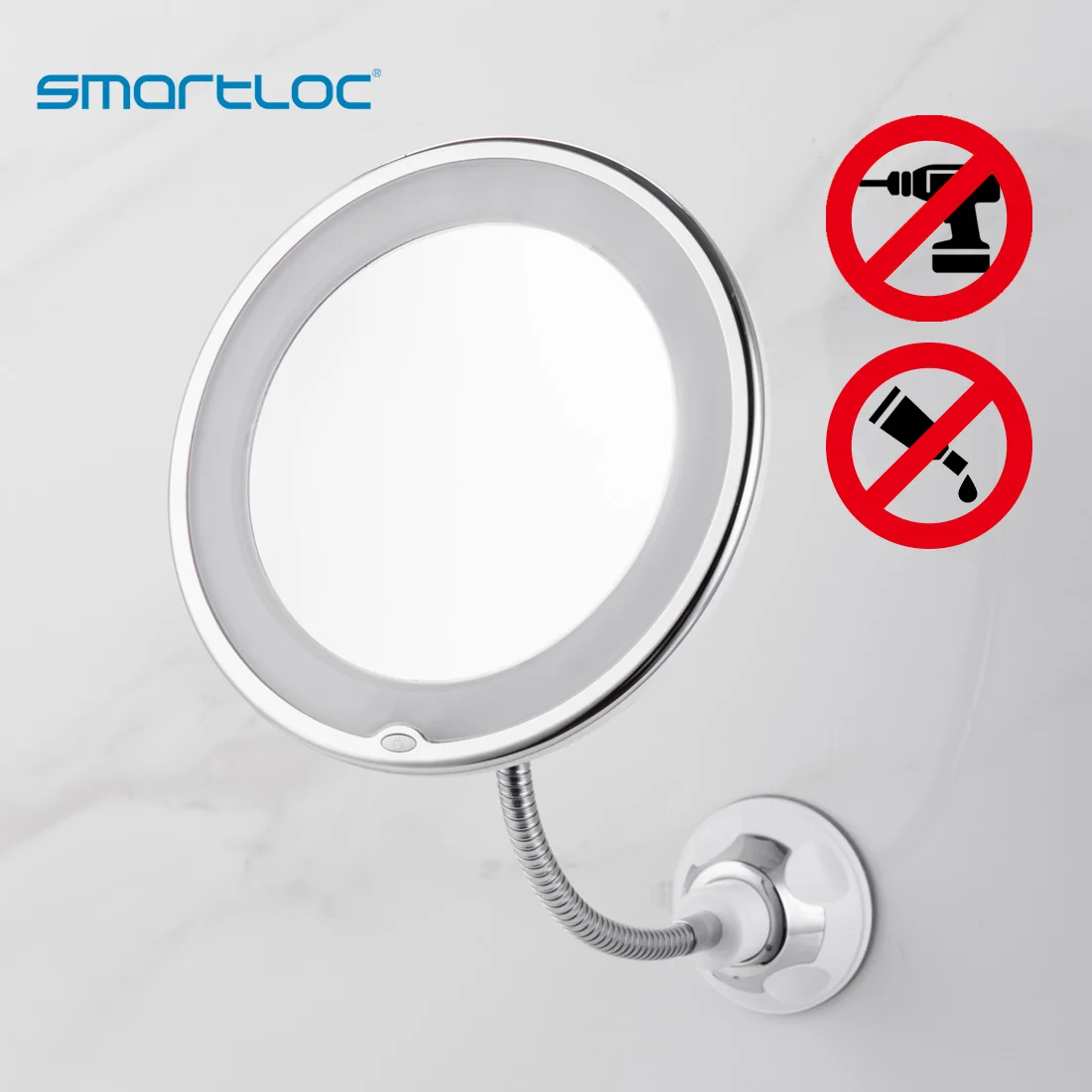 Smartloc Выдвижной светодиодный 10X увеличительное настенное зеркало для ванной комнаты настенный светильник туалетный Макияж Зеркало для ванной