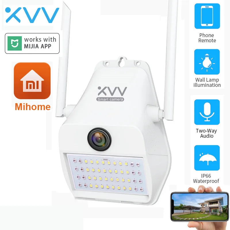 IP камера Xiaovv 1080P Wi Fi MiHome беспроводная уличная веб D7 настенная дворовая лампа