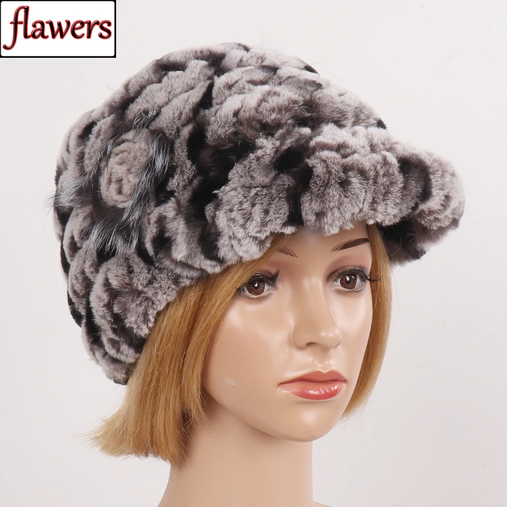 

2024 New Women Winter Knitted Rex Rabbit Fur Beanies Hats Lady Warm Soft Genuine Real Fur Hat Lady Natural Rex Rabbit Fur Caps
