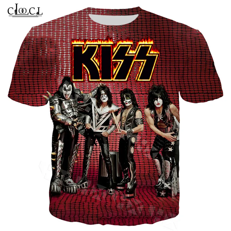 Футболка с 3D принтом группы Kiss модная рубашка большого размера в стиле Харадзюку