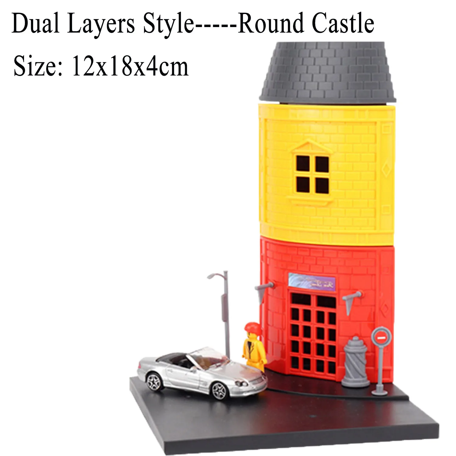 Round Castle A Дети DIY Мини город улица вид сцены один/двухслойный дом строительство модель сплава литой автомобиль модель автомобиля игрушка - Цвет: Round Castle A