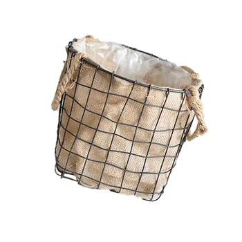 

1pc European Style Vintage Iron Art Linen Flower Pot Planter Bonsai Flower Container Flower Storage Bin for Indoor and Outdoor (