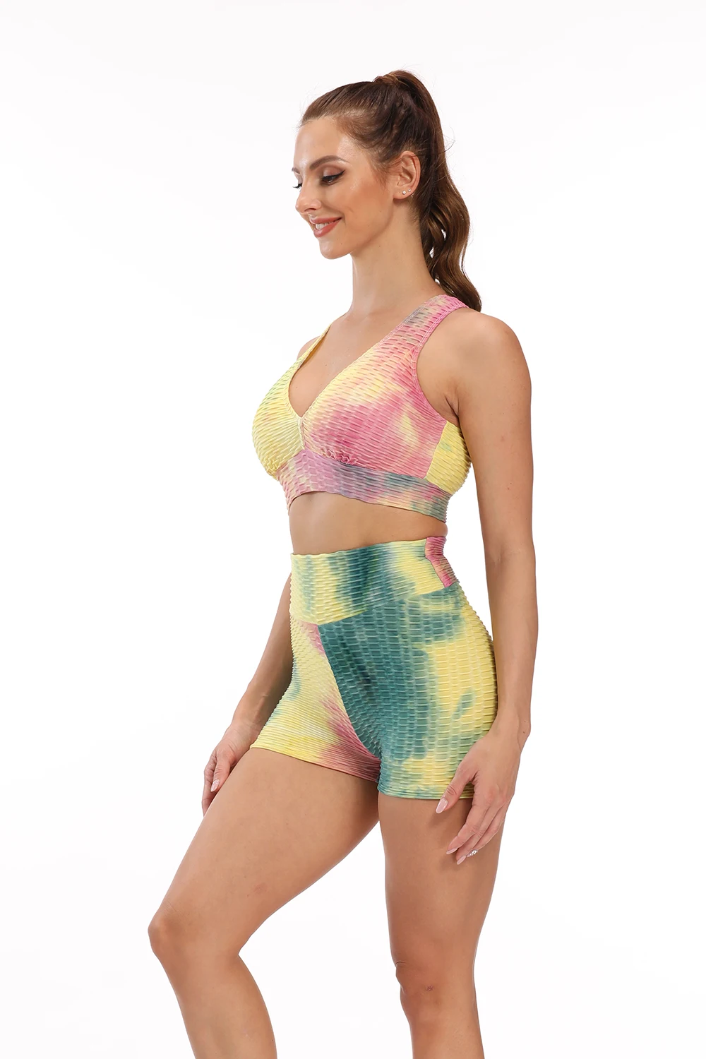 3D SexyTie Dye Sports Bra Fitness Women Top Workout Quick Dry Running Push Up Gym Fitness Bras Black-Cross Running Sportswear