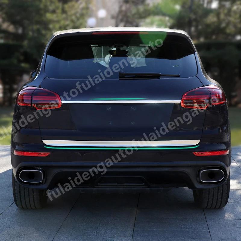 Для Porsche Cayenne- Задняя Крышка багажника из нержавеющей стали дверь багажника отделка молдинг отделка автомобиля Стайлинг