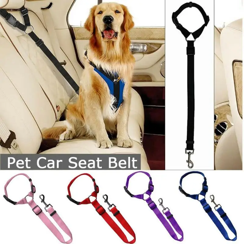 Pet Dog Car Seat Belt Adjustable Vehicle Safety Seatbelt Traction Rope Harness Single Package Under 2.5 Cm Diameter Of Polyester