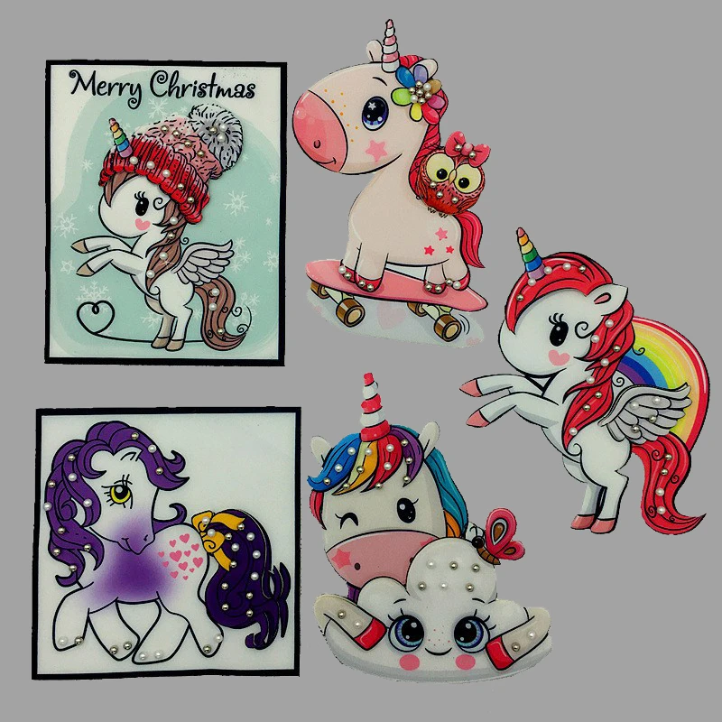 

Cartoon Unicorn Printed Sew On Patches For Clothing Embroidery Stripe On Clothes Cute DIY Sequin Appliques Badge Decor