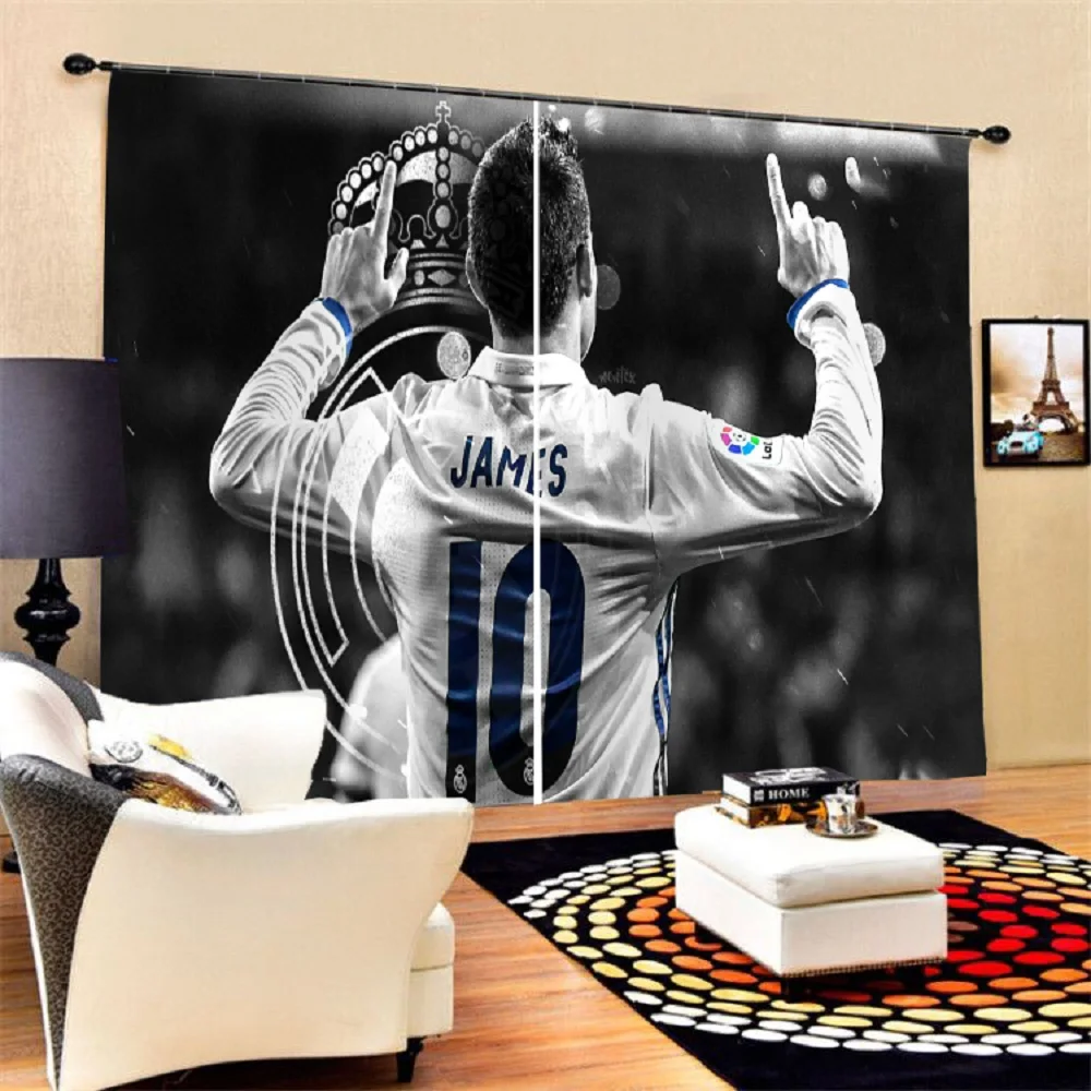 

Sports Star Blackout Curtains Basketball Athlete Print Polyester Window Curtains 2 Panels Window Drapes for Living Room Bedroom