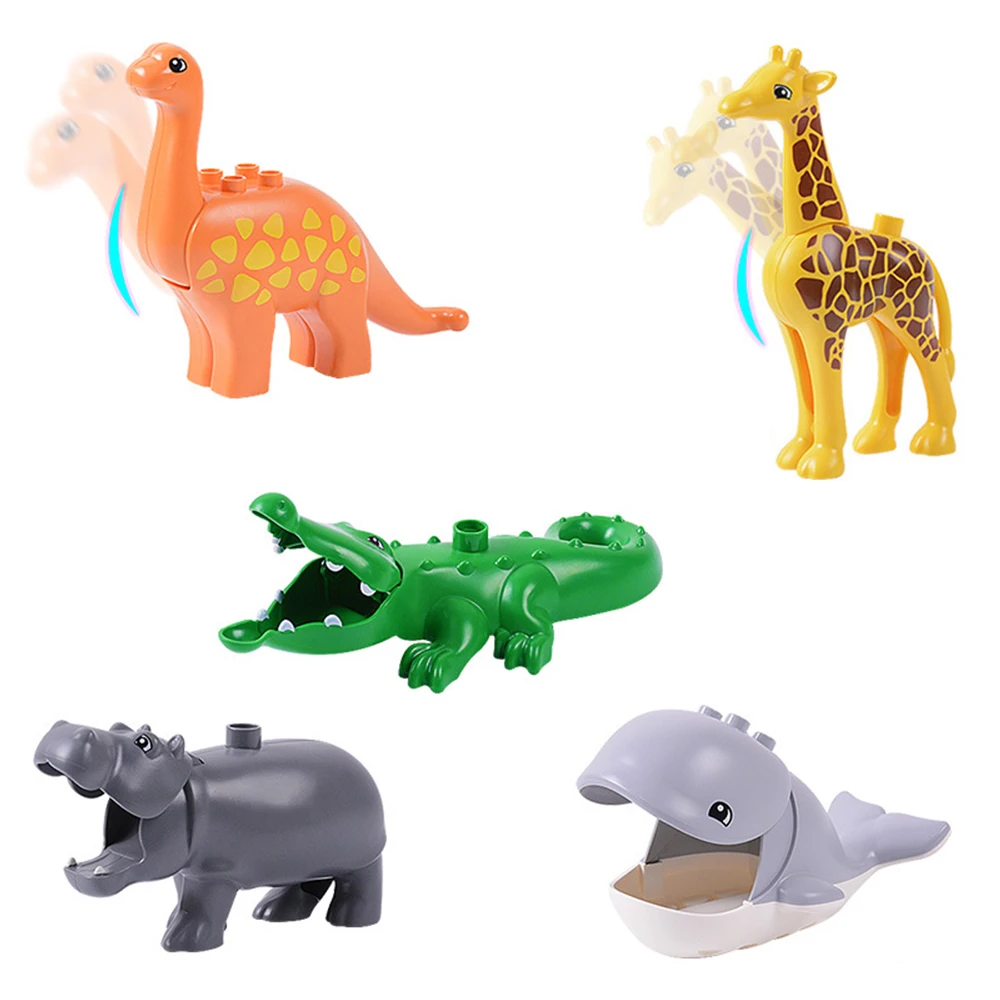 big particles building blocks jurassic dinosaur accessories compatible with Duplos Bricks egg Baby enlighten Durable toys 4
