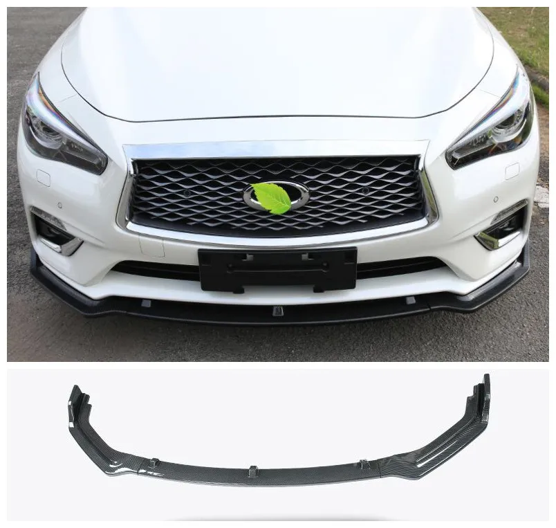 

High quality 3Pcs/1set ABS /Carbon Fiber Car Bumper Front Lip Protector Fits For Infiniti Q50 Q50L 2018 2019