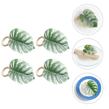 

4 Pcs Napkin Buckles Napkin Decorations Green Exquisite Napkin Clips for Party