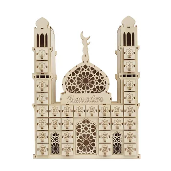 

Countdown Muslim Led Gift DIY Palace Ornament Battery Operated Office Desktop Home Decor Wooden Calendar EIDMUBARAK RAMADAN Date