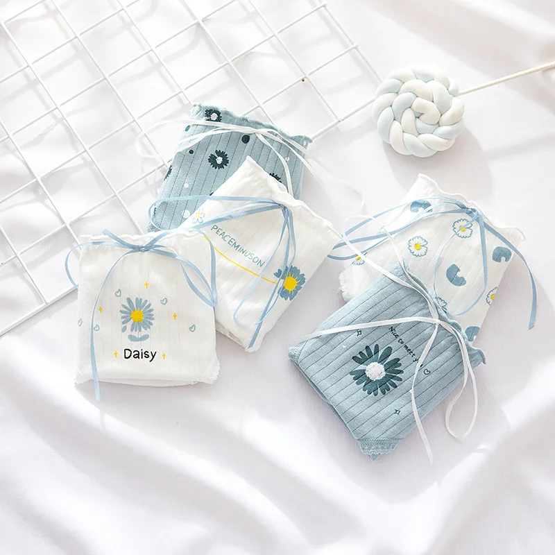 High Quality 6pcsset Lingerie Girl Daisy Panties Soft Cotton Underwear Blue Briefs Girls Pants Sexy Lingerie11