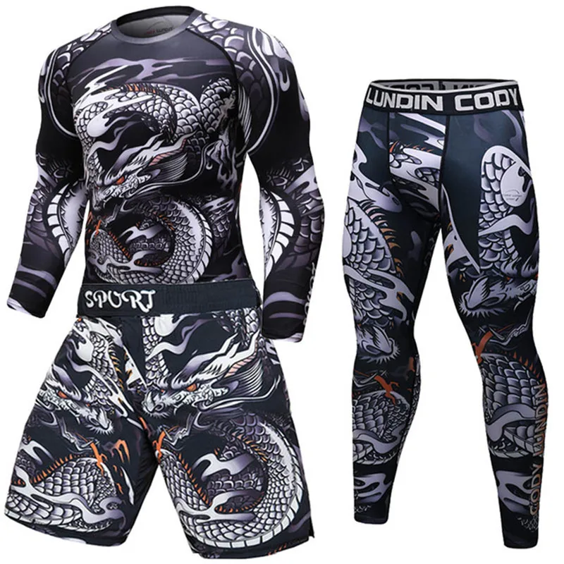 MMA Rashguard Jiu Jitsu Fitness Men Boxing Jerseys BJJ KickBoxing Set Muay Thai Shorts Gym T shirt Pants Sportsuit