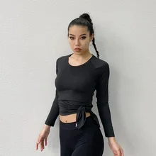 Оригинальная Осенняя новая стильная Легкая блузка с воланами для йоги, быстросохнущая Спортивная футболка с короткими рукавами для фитнеса