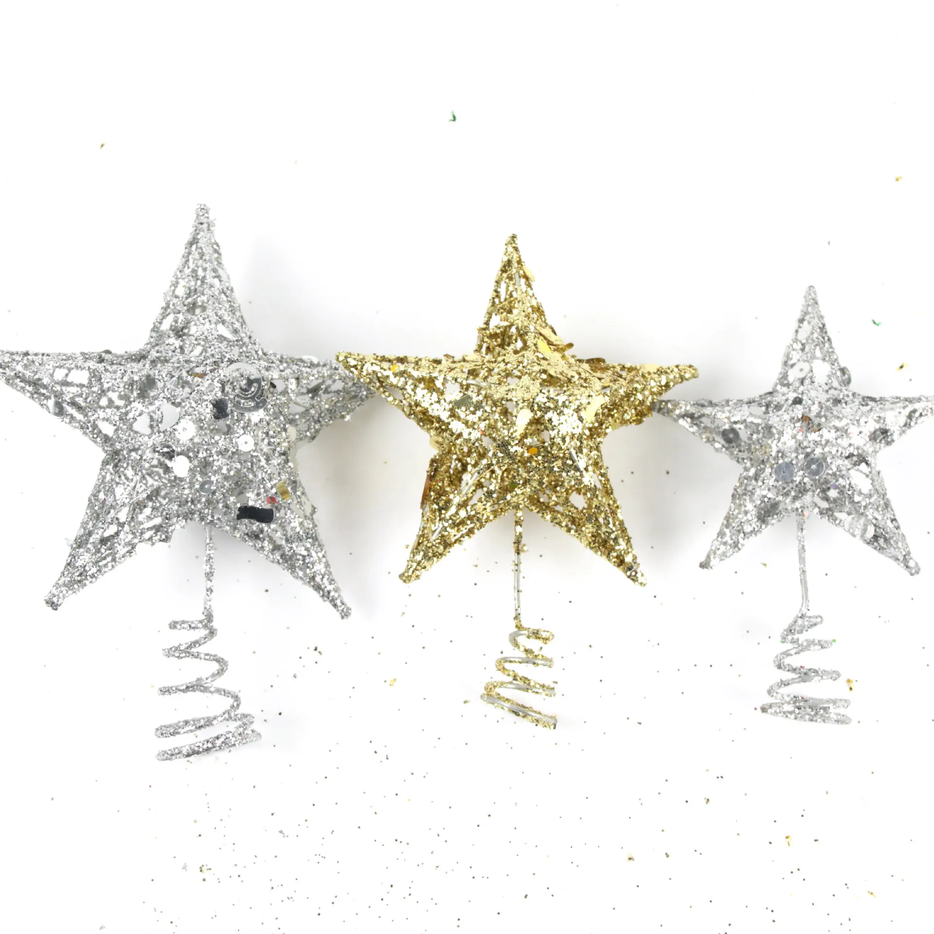 Christmas Tree LED Star Tree Topper Decoration LED Lighting Battery Operated Xmas Treetop Gold Christmas Home Store