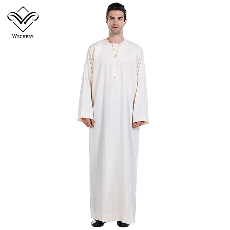 Wechery Muslim Caftan Kaftan for Men Islamic Clothing Jubba Plus Size Long Sleeve Big Size Prayer Clothed