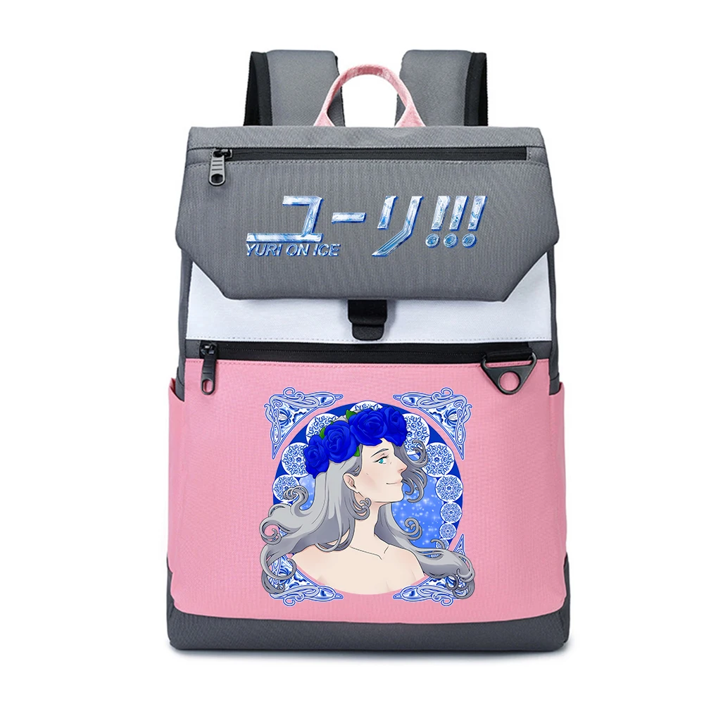 

Yuri On Ice Cartoon School Bags Kawaii Bookbag Oxford Travel Backpack Women Pink Bagpack Anime Laptop Rucksack