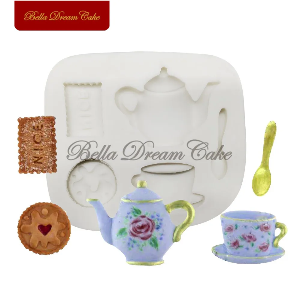 

Cup Teapot Cookies Silicone Mold Fondant Chocolate Gumpaste Cake Molds Cake Decorating Tools DIY Handmade Soap Mould Bakeware