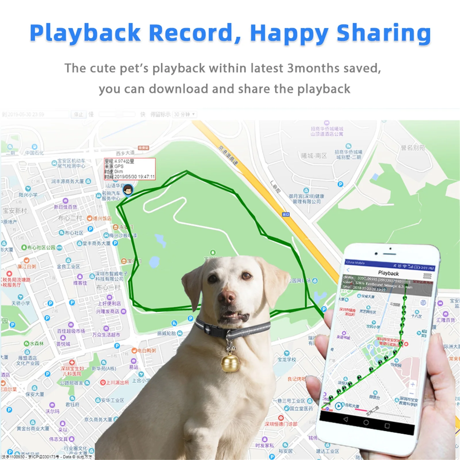 Pet GPS Tracker Smart Pet Bell Dog Cat Anti-lost Device Built-in 500 MAh IP67 Waterproof Electronic Fence Location Collar