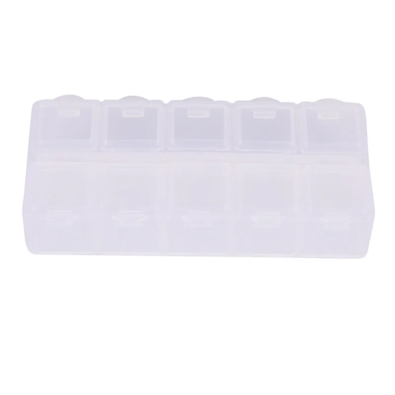 Pill Box Mini Travel Tablet Medicine Dual Layer Drug Tablet Storage 10 Compartments Dispenser Case Box Container