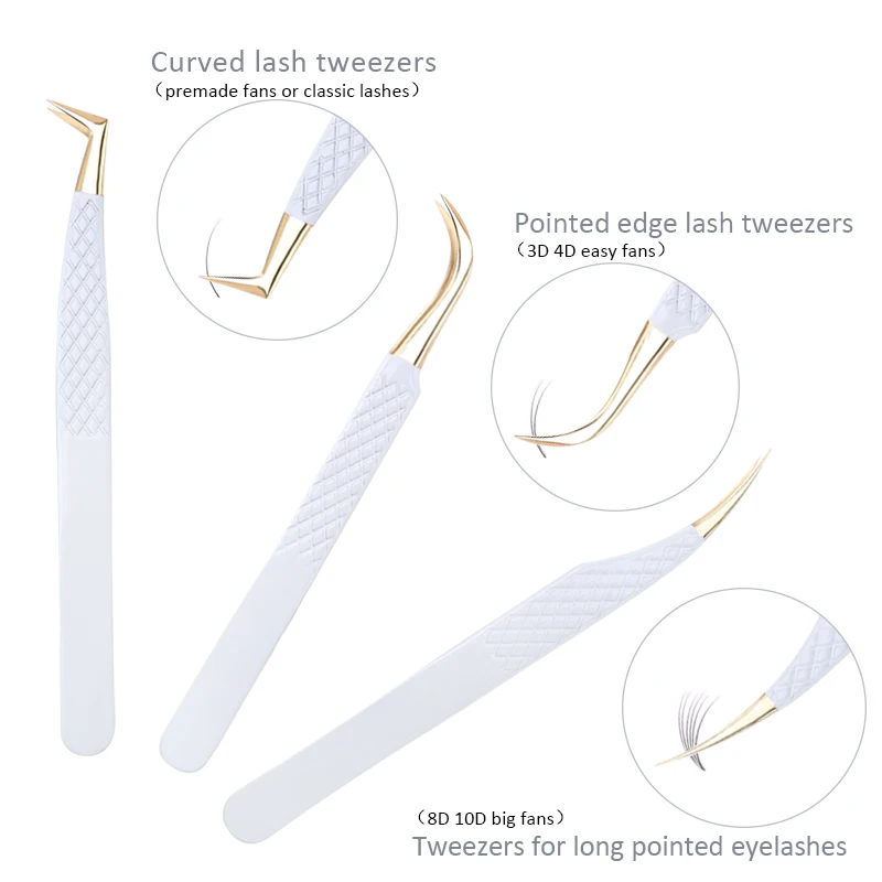 Stainless Steel White-gold Tweezers For Eyelash Extension Anti-Static Eyebrow Eyelashes High Precision Tweezer Makeup Tools 3