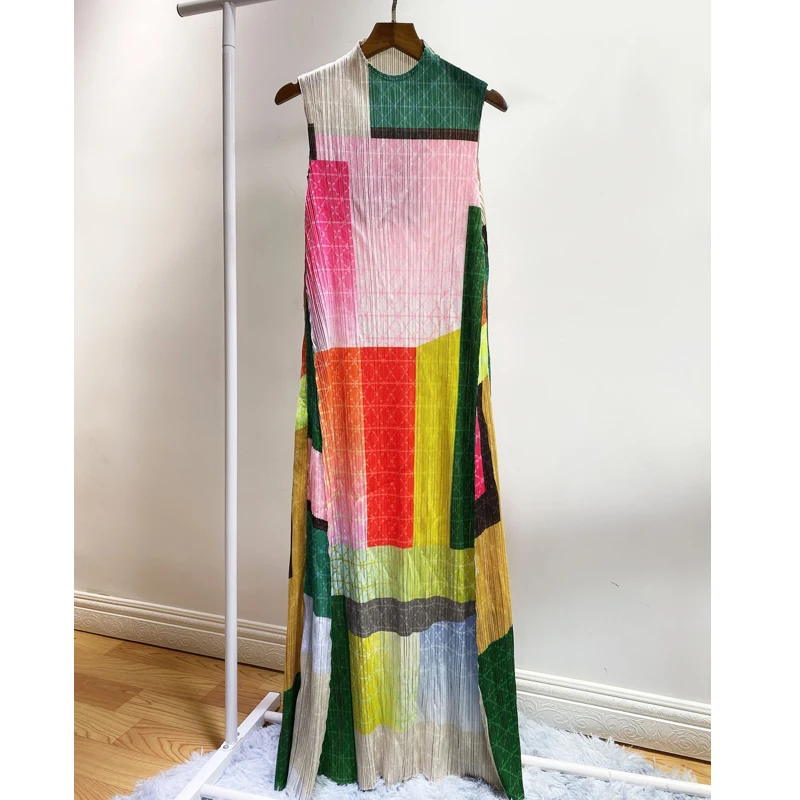 Miyake модное складное геометрическое платье без рукавов с круглым вырезом ТРАПЕЦИЕВИДНОЕ ПЛАТЬЕ доступно