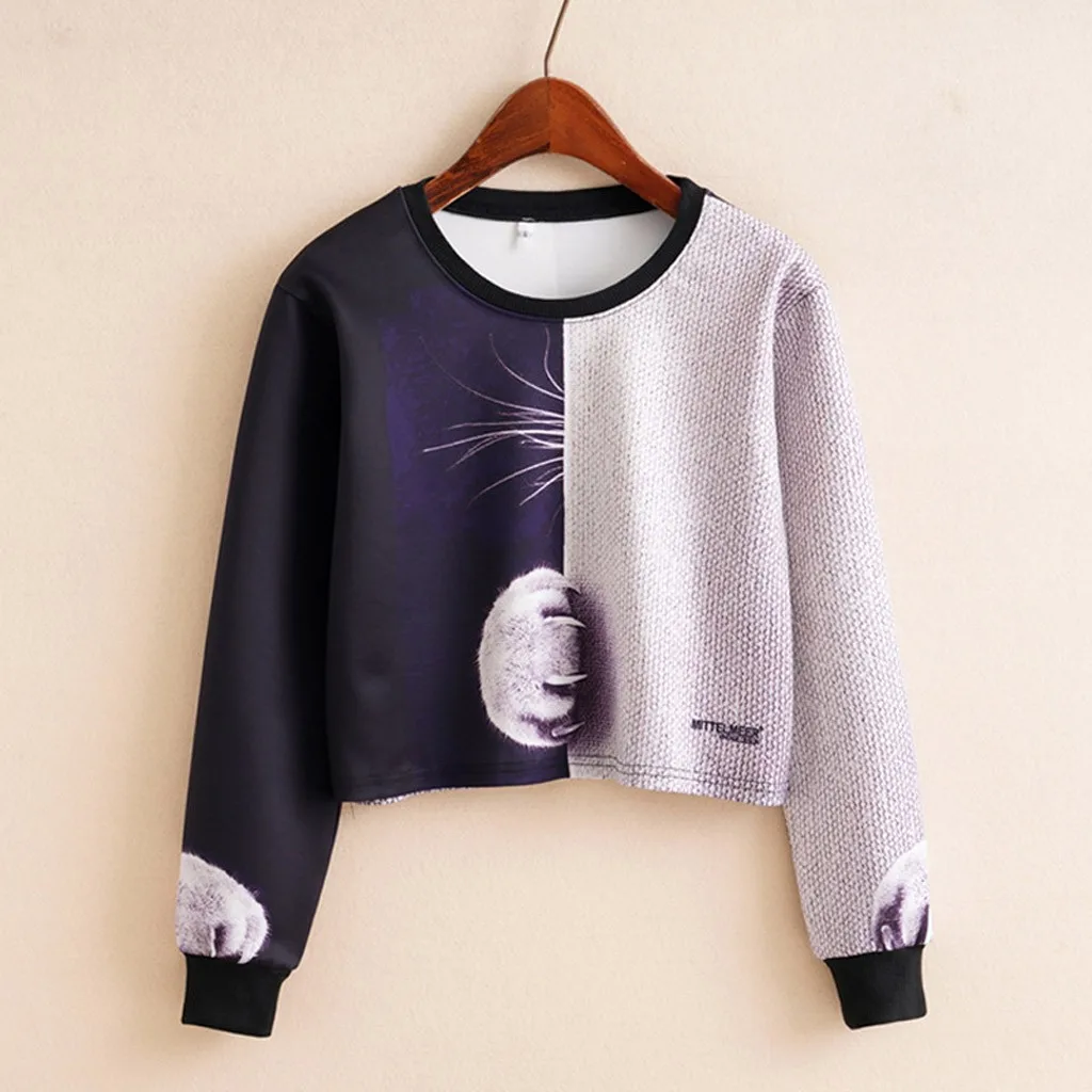 Sweatshirt Women Autumn 2019 Patchwork Print O-neck Harajuku Streetwear Fashion Sweatshirts Ladies Hoodies And Sweatshirts