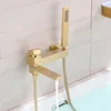 Brushed Gold Bathtub Shower Mixer Faucet Wall Mount Bathroom Tub Mixer Tap with Hand Shower Bidet  Set Matte Black Fashion 3