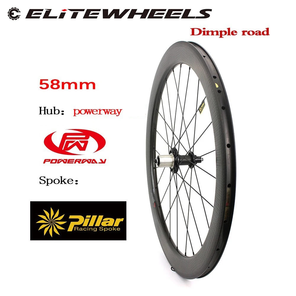 Колеса ELITEWHEELS 58 мм Глубина Dimple углеродное волокно Колесная 700c дорожный велосипед