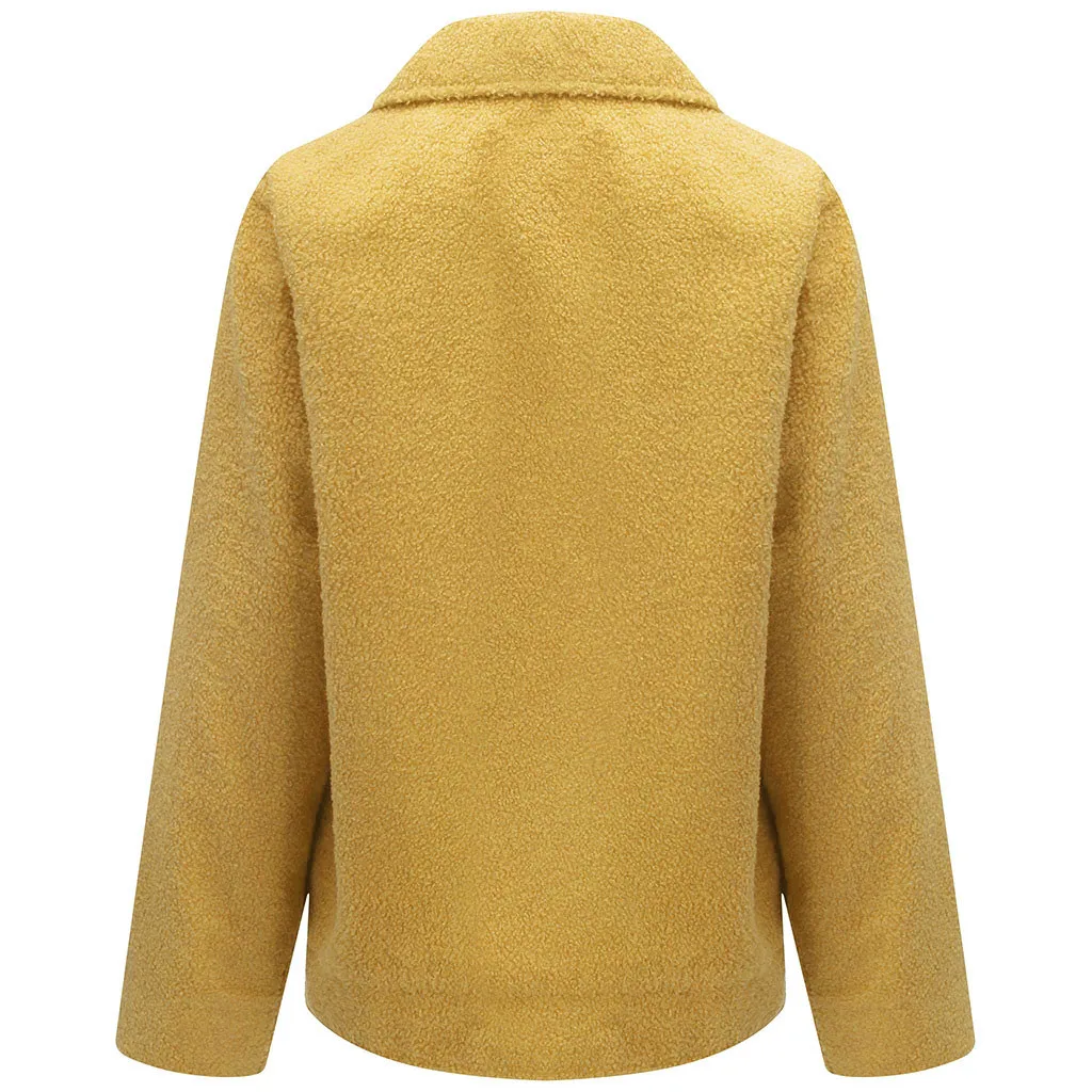 Chaquetas mujer женское осенне-зимнее теплое пальто из искусственной овечьей шерсти женское однотонное пальто с длинным рукавом veste femme manteau femme