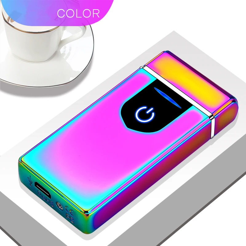 color Двойной arc светодиодный сенсорный экран зондирование USB петля зарядки безопасный и портативный Зажигалка выбор подарка - Цвет: color