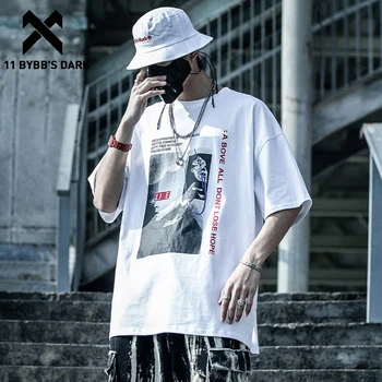 

11 BYBB'S DARK Graffiti Loose T Shirts Men 2020 Summer Fashion Harajuku Short Sleeve Techwear Hip Hop Streetwear Casual Tshirts