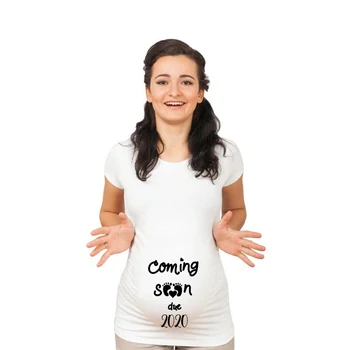 

Coming Soon Due 2020 Pregnancy Reveal Tops Tee Announcement O-neck Shirts New Mama Tshirt Pregnancy Tee Shirts Fashion Wear