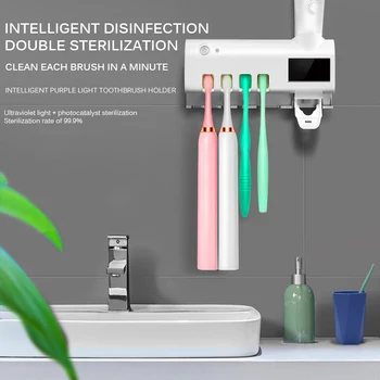 

Smart UV Toothbrush Sterilizer Solar Energy Electric Toothbrush Disinfectant Cleaning Wall Mount Toothpaste Dispenser Holder