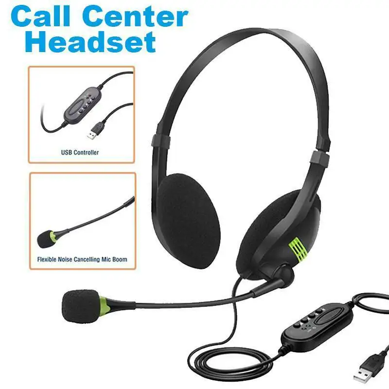 kowkaka USB Headset Wired with Microphone Noise Cancelling MIC Computer Headphones Business Headset for Call PC Laptop