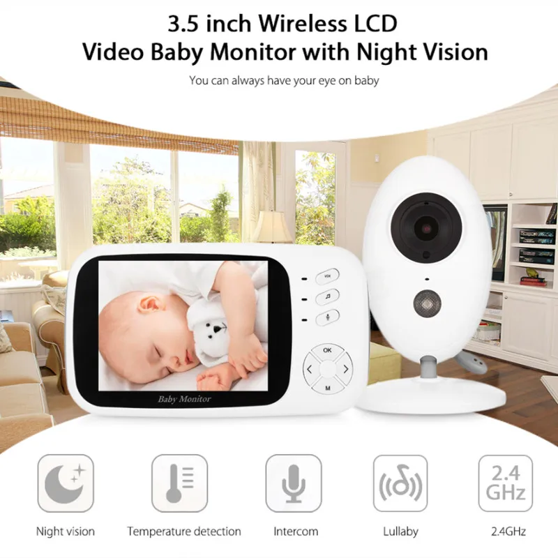 

XF808 3.5 inch Wireless Video Baby Monitor Night Vision Temperature Sensor LCD Monitor 2 Way Audio Surveillance Security Camera
