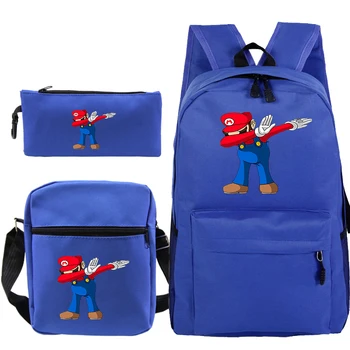 

Super Mario Backpack kawaii Pencil Case for school Mochila Plecak Anime Travel Backpacks Sac A Dos 3PCS/set