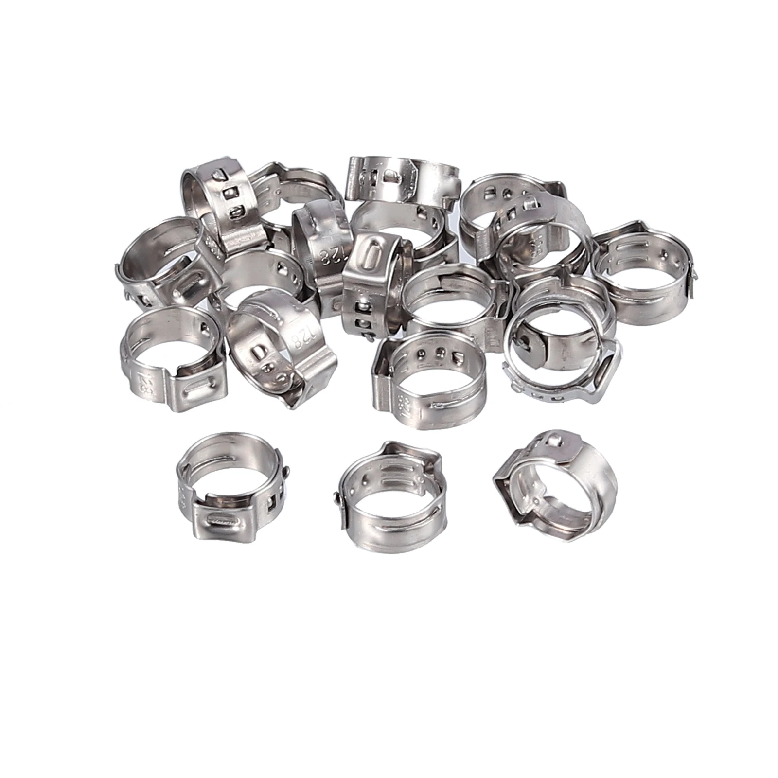 PROSTER 130Pcs Stainless Steel Single Ear Stepless Hose Clamps Assortment Rings 