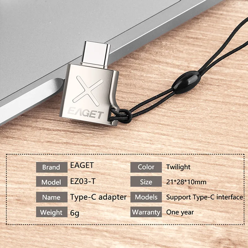 EAGET EZ03 type-C адаптер Micro USB3.0 адаптер конвертер type C USB оборудование для поддержки данных с интерфейсом type-C