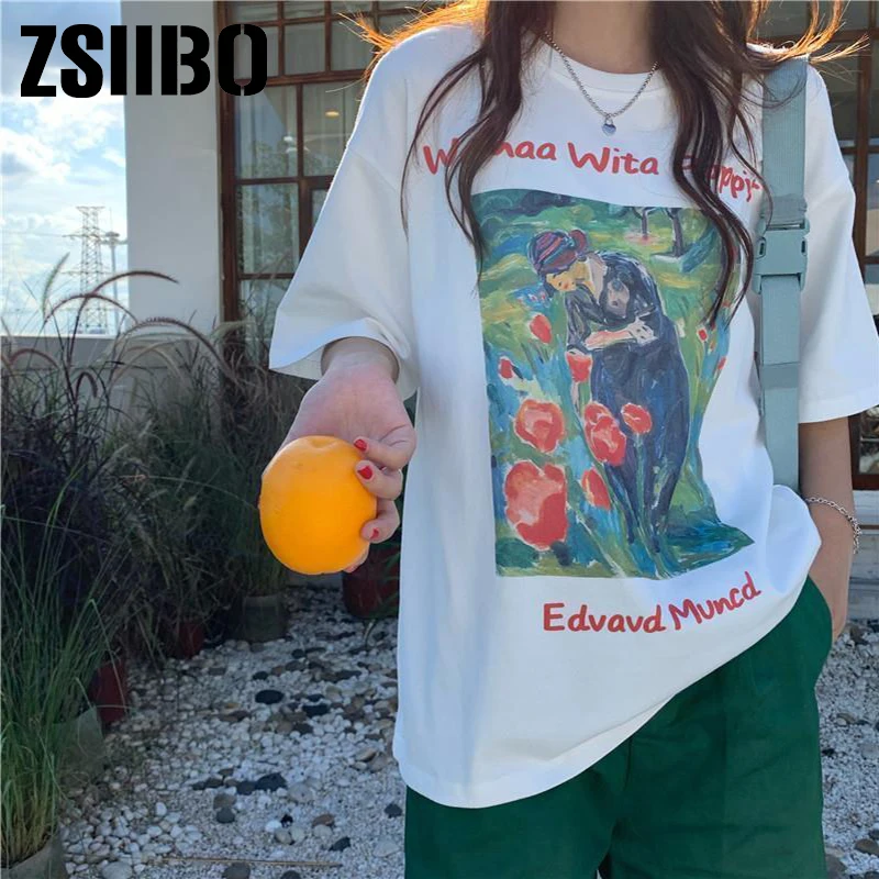 Letter Print Vintage T-shirt Streetwear Oversize tops женские футболки Clothes Short Punk Gothic Tshirt Harajuku Sleeve T Shirt