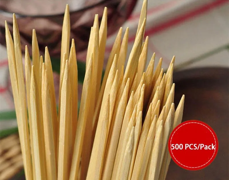 500 шт бамбуковые шампуры для закусок, одноразовые деревянные палочки для барбекю, инструмент для барбекю, натуральные деревянные зубочистки, аксессуары для барбекю 25 см* 3 мм