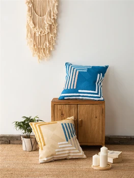 

Lulang Cotton three-dimensional pattern stitching color pillowcase 18x18inch, sofa cushion cover, car lumbar pillow backrest