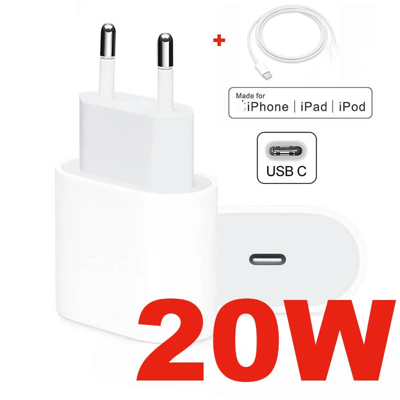 Зарядное устройство PD для iphone 12 Pro Max 10 комплектов 20 Вт USB C C2L адаптер EU дорожное