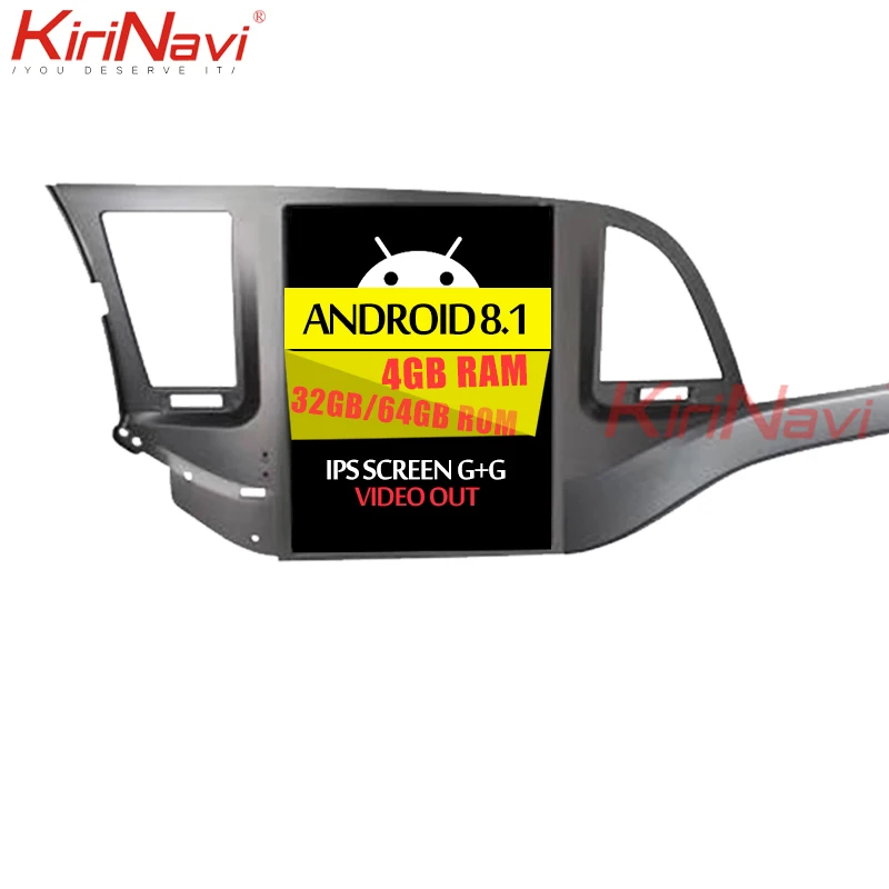 KiriNavi вертикальный экран Tesla style 10," Android 8,1 Автомагнитола для hyundai Elantra Авто gps навигация автомобильный dvd-плеер+ 4G